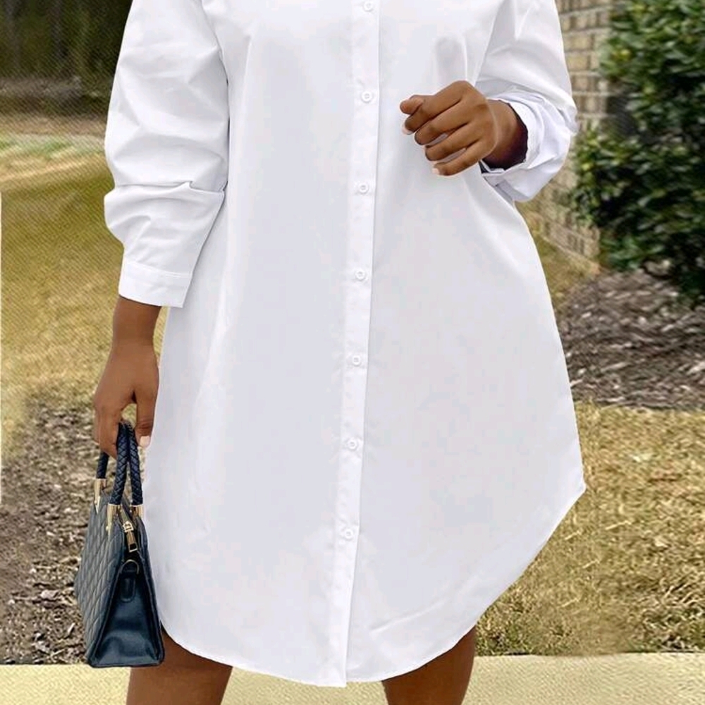 SHEIN Classic White Long Sleeve Dress